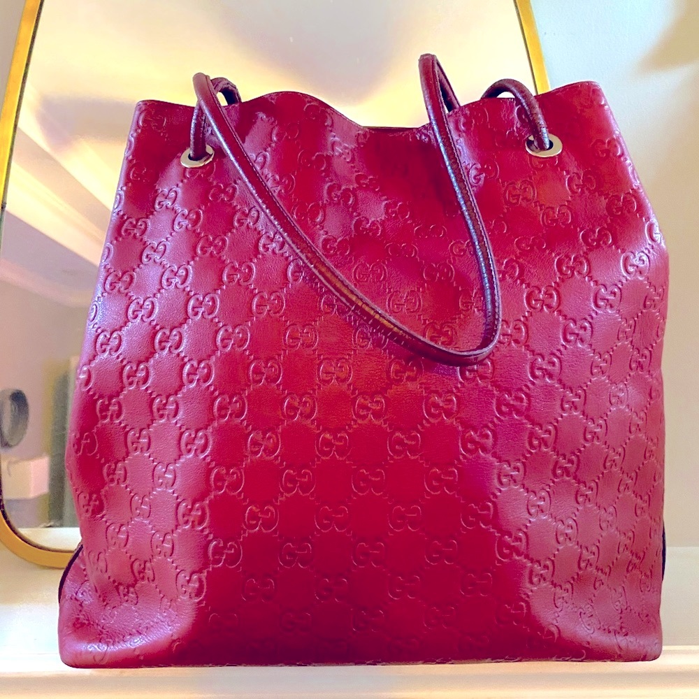 Gucci LEATHER monogram tote handbag